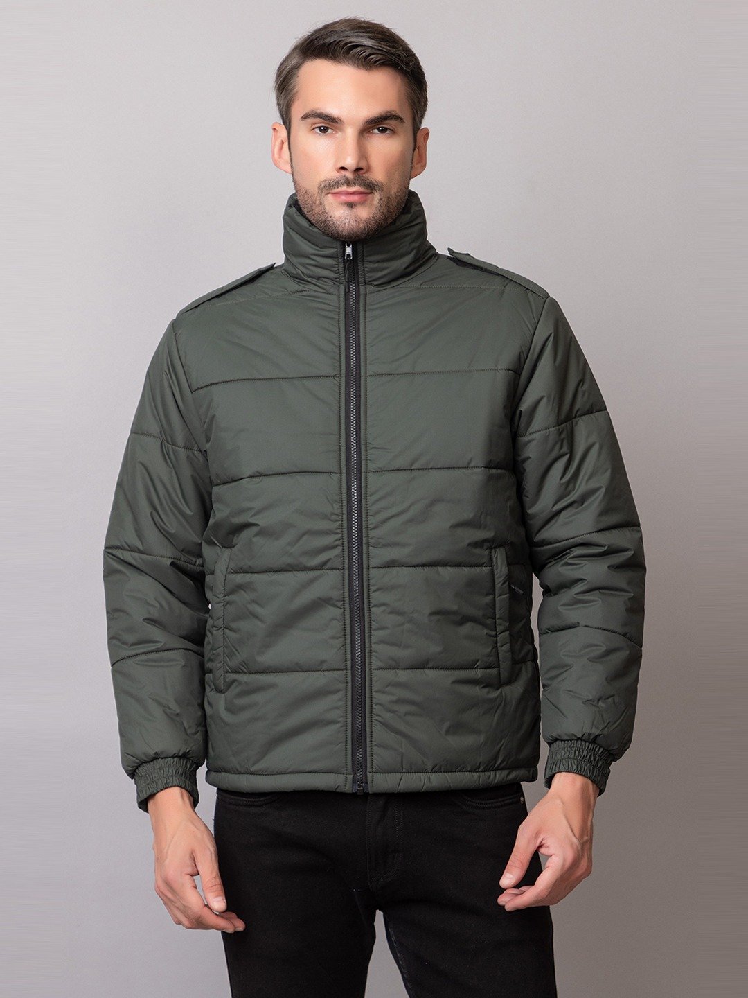 QUILTED HIGH-NECK PUFFER JACKET
